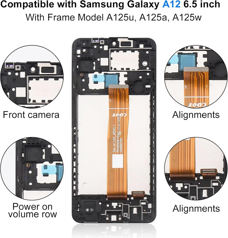 EFAITHFIX Store for Samsung Galaxy A12 Screen Replacement with Frame 6.5 Inch LCD Display Digitizer for Samsung A12 A125U S127DL A125A A125W Screen Replacement Kit Touch Screen Assembly with Repair Tool Kit - Image 3